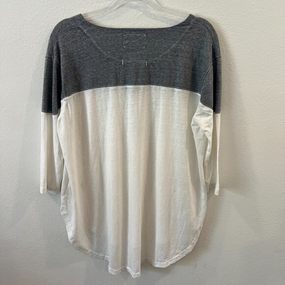 Free People WE THE FREE 3/4 Sleeve Major Leagues White Grey colorblock Jersey - Picture 3 of 7